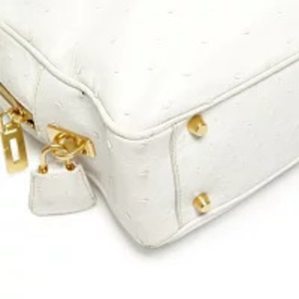 Prada Ostrich Handbag White - Picture 5 of 11